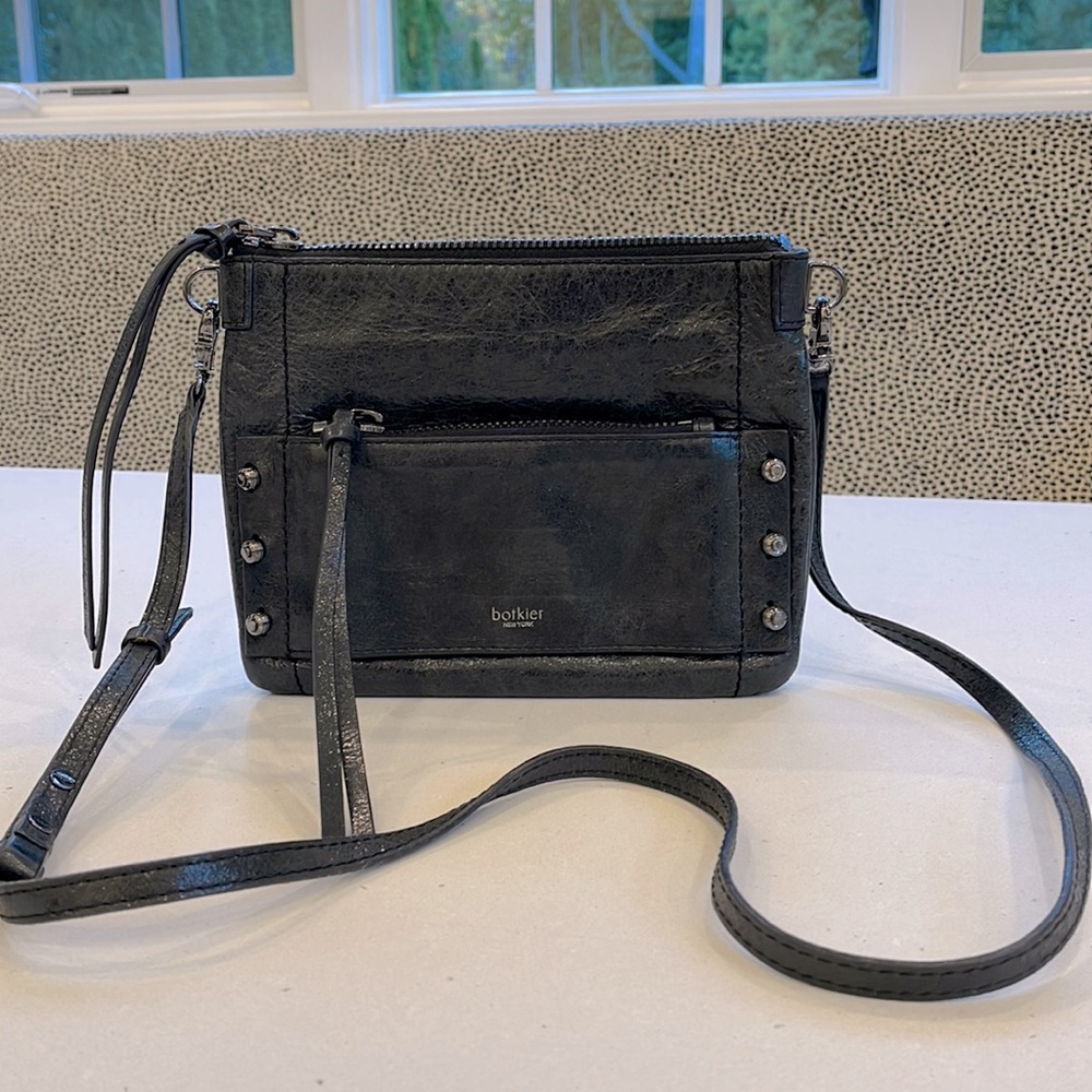 Botkier black crinkle leather crossbody with dust bag